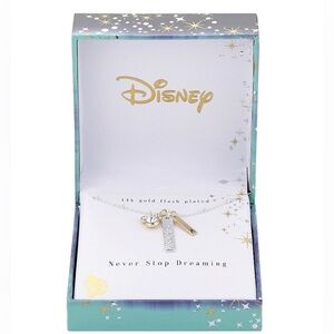 Disney Mickey Mouse "Never Stop Dreaming" Crystal Initial Bar Pendant Necklace